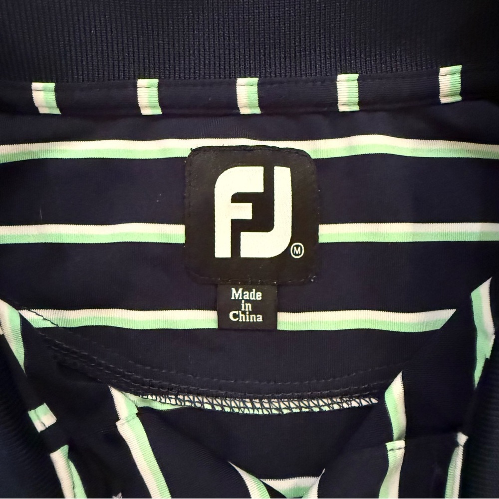 FootJoy Green Navy Stripe Polo Golf Shirt size Medium - Picture 3 of 7